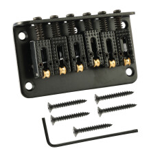 6 String Fixed Hardtail Roller Saddle Bridge Top Load Guitar Bridge Tailpiece Black