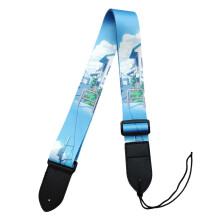 Adjustable Guitar Strap Electric Guitar Printed Shoulder Strap for Kids Adults Sky blue