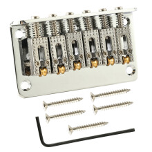 6 String Fixed Hardtail Roller Saddle Bridge Top Load Guitar Bridge Tailpiece Silver