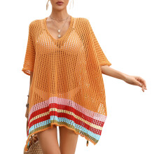 Women Bikinis Cover Up Sexy Side Split Swimsuit Cover Up Orange One size fits all