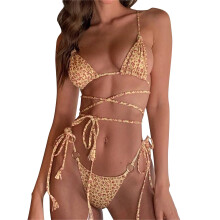Cross Front Bikini Set Tie Side Triangle-Bathing Suit 2 Piece Swimsuit for Women Color S