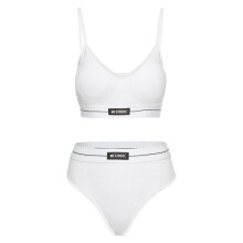 Women Spaghetti Strap Bikinis Swimwear Sexy Swimsuit Push Up Solid Color Bikinis White M