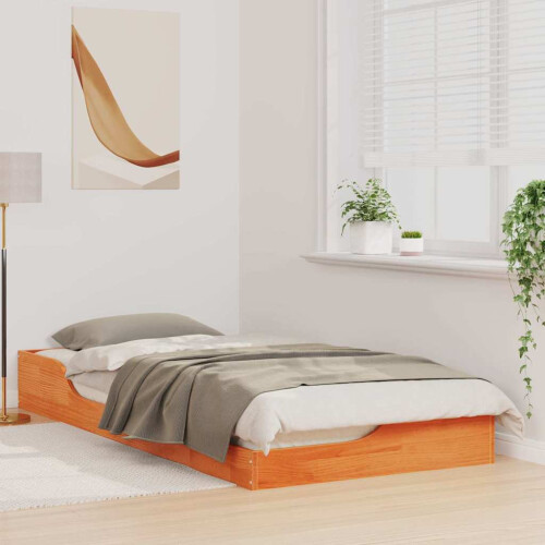 VidaXL vidaXL Bed Frame Wax Brown 90 x 200 cm Solid Pine Wood 1