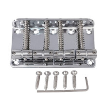 4 String Bass Bridge Electric Bass Guitar Accessories Bass Bridge Assembly Kits Chrome