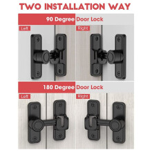3X Heavy Duty Gate Latches 90 Degree Right Angle Barn Door Lock Anti-Theft Sliding Door Lock for Garden Black