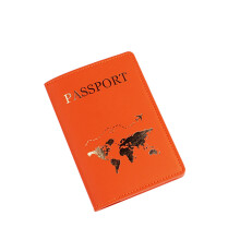PU Leather Passport Cover Women Men Wallet Bag Credit Card Holder Orange passport bag