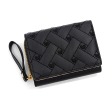 PU Leather Zipper Wallet for Women Fashion Coin Purse Change Pocket Money Bag Black