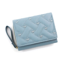 Fashion Women Zipper Wallet PU Leather Coin Purse Small Credit Card Wallet Blue