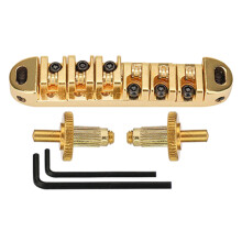 Electric Guitar Tune O-Matic Roller Saddle Bridge with Studs and Allen Wrench Golden