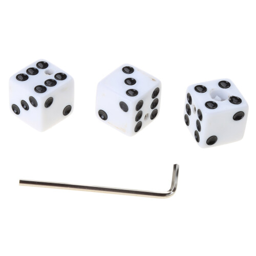 Set of 3 Pieces Guitar Knobs Dices Shaped Volume Tone Control Knobs with Wrench White