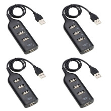 4X USB Hub 2.0 Multi-USB High Speed Hub Splitter 4-Port USB Hub Adapter for Laptop Receiver Computer Accessories Black