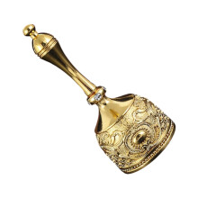 Manual Hand Bell with Embossed Metal Look for Home Assistance Use Gold