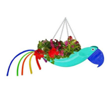 Pot de Fleur en Métal Exquis en Forme D'Oiseau Volant Pot de Fleur de Perroquet Coloré Jardinière Suspendue Pot de Fleur Décoratif de Jardin, L, D