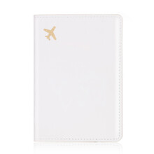 Lover Couple Passport Holder Card Cover Cute Plane Hot Stamping for Women Men White
