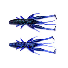 8PCS Crawfish Lure Soft Shrimp Baits Lure Artificial Swimbait Soft Plastic Dark blue 1