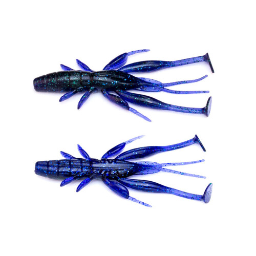 8PCS Crawfish Lure Soft Shrimp Baits Lure Artificial Swimbait Soft Plastic Dark blue 1
