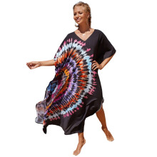 Women Sun-Protection Beach Dress Loose V-neck Kaftan Flowy Bathing Suit Cover Up 11