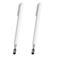 2X Universele Telescopische Styluspen voor Touchscreens, Intrekbare Aanwijsstick en Stylus met Speciale Massapunt (Wit)