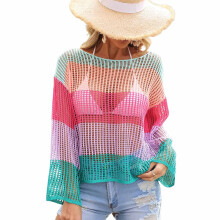 Womens Sexy Colorful Beach-Cover-Ups Crop Tops Bikini-Swimsuit Cover-ups Tops Purple XL