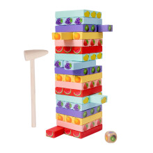 Wooden Stacking Toy Tumbler Tower Toddler Fine Motor Skill Learning 54 colorful fruits s