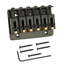 6 String Guitar Roller Saddle Hardtail Bridge Top Load Tailpiece Replacement Kit Black
