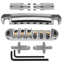 Roller Saddle Tune O Matic Guitar Bridge with 2 Studs for Electric Guitar Silver