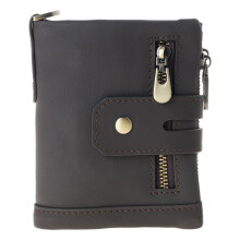Durable PU Bifold Wallet for Men Zipper Coin Pocket Stay Organized in Style Coffee