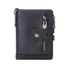 Mens Wallet with Zipper Coin Pocket Short Wallets Convenient and Functional Black
