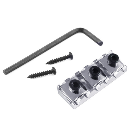 Guitar String Locking Nut with Mounting Screws and Wrench for Tremolo Bridge Silver