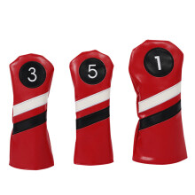 Golf Head Covers Driver Fairway 1#3#5 Hybrid PU Leather for Women and Men Gifts Red