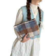 Stylish Large Capacity Makeup Bag Storage Handbag for Travel and Daily Blue white brown