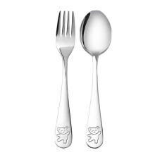 18X Stainless Steel Child Safety Cutlery Bear Children Spoon and Fork Set Toddler Utensils Metal Cutlery Set