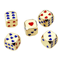 5 Pcs 6 Sided Dice Set Metal Tone Dice Round Corner Dice Board Game Accessorios