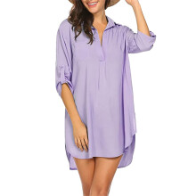 Women Bathing Suit Cover Up Deep V-Neck Bikinis Cover Up Swimsuit Cover Up Shirt Purple S