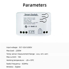 2X Tuya Zigbee with Temperature Sensor Passive Dry Contact Zigbee Relay Work with Home Assistant 7-32V