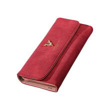 Fashion Card Holder for Women Coin Purse Long Wallet PU Leather Change Pocket Red