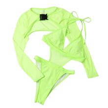 Two Piece Outfits for Women Sexy One-Piece Bathing Suits Mesh Shrug with Buckle Green M