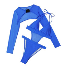 Womens Bodycon Sexy Cutout Swimsuit 2 Piece Outfits One-Piece Bathing Suit Shrug Blue XXL