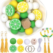 Candy Color Silicone Bead Baby Jewelry DIY Accessories Teething Jewelry Beads lemon suit