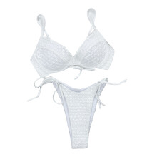 Fashion Sexy Bikini Solid Swimsuit Women Swimwear Push Up Set Women Bathing Suit White S