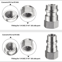 4 Stück VA-LH11 A/C R-12 auf R-134a Nachrüst-Konvertierungsadapter für 1/4 SAE-Gewinde Low-High-Side-Konvertierung