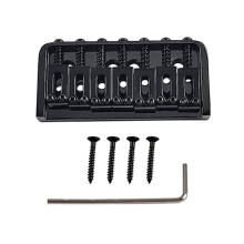 7 String Hard Tail Fixed Guitar Bridge with Screws & Wrench Top Load Tailpiece Black