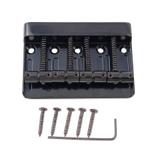 Metal Fixed Hardtail Tailpiece Bridge Saddle with Screw for Electric Guitar Bass Black