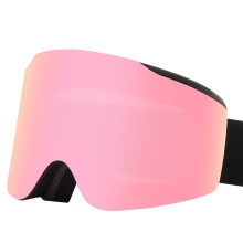 Magnetic Ski Goggles Double Layers Snow Goggles Anti-fog Snowboard Black frame pink tab