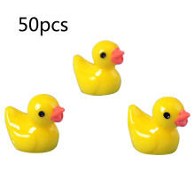 50pcs Mini Ducks Resin Tiny Ducks Miniature Animal Figures Cute Gardening Decors Yellow