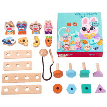 Wood Nuts and Bolts Toy Construction Building Blocks Kit Matching Activities A
