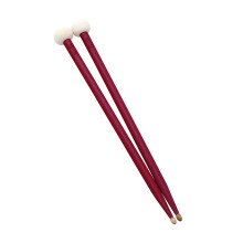 1 Pair Double-end Drum Sticks Soft Felt Mallet Head Drumstick for Percussion Red