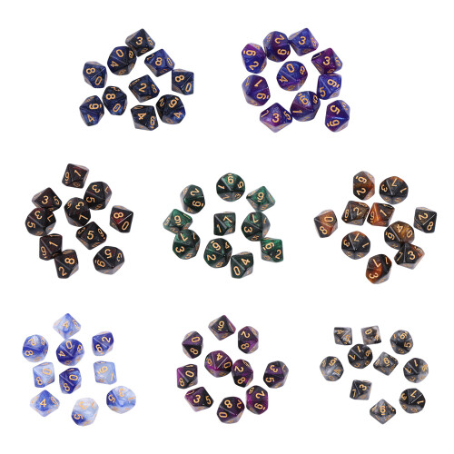 10pcs 10 Sided Dice D10 Polyhedral Dice for Table Game for Pub Club Game 8