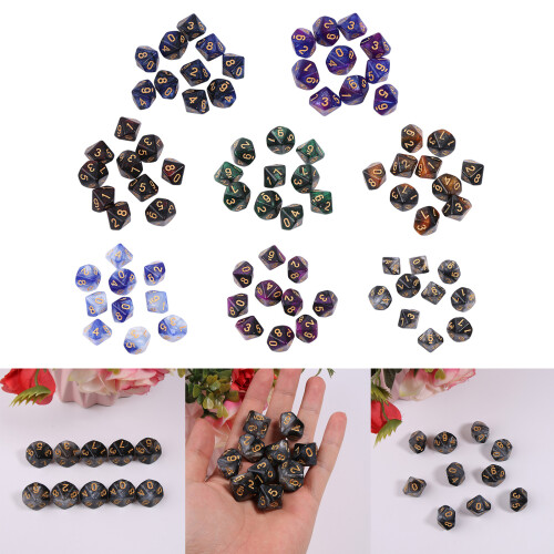 10pcs 10 Sided Dice D10 Polyhedral Dice for Game 15mm RPG Dice 6 2
