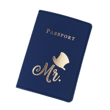 PU Leather Passport Cover Case for Women Men Cards Documents Travel Gift Worlds Blue